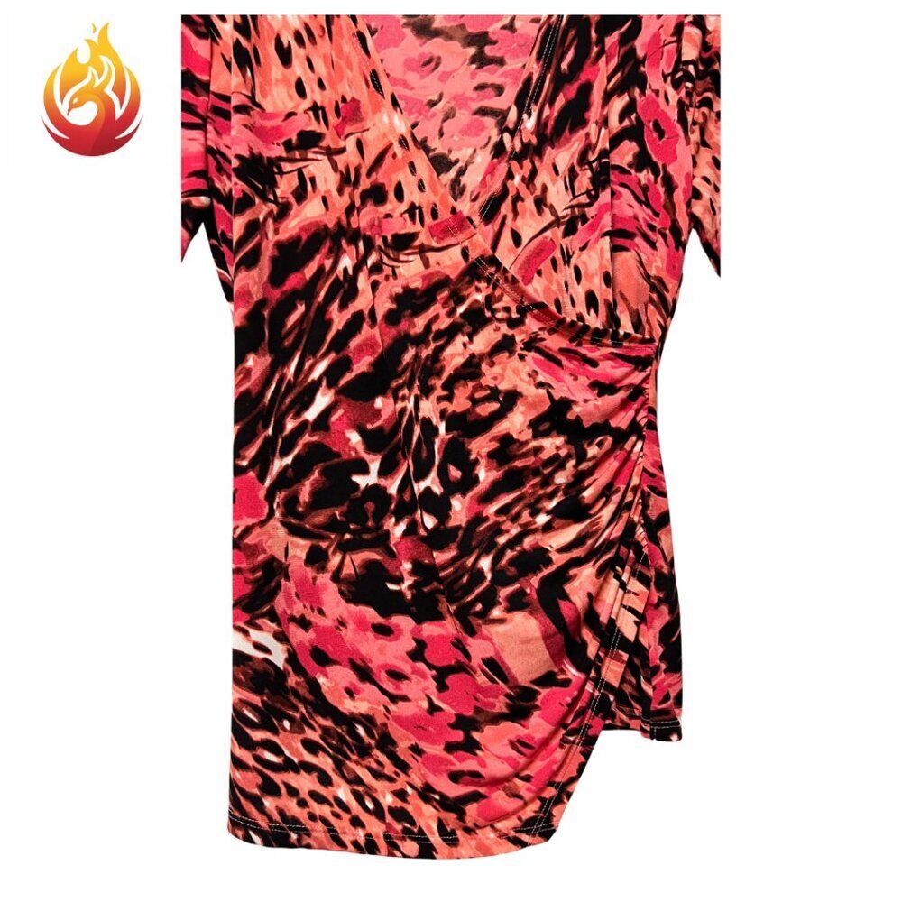 Jennifer Lopez Animal Print Asymmetrical Faux Wrap Blouse - Picture 3 of 8